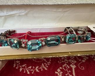 #19 - $50 Vintage English costume and blue glass bracelet