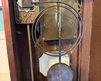 1920's German clock oak with columns - winder in office 