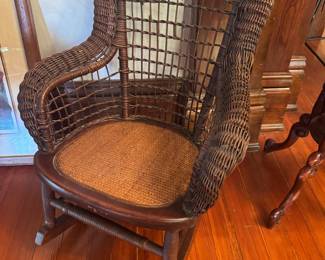 #86 - $98 Antique child rocker wicker & cane