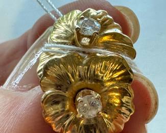 #9 - $180 14kt gold floral jackets & diamond studs