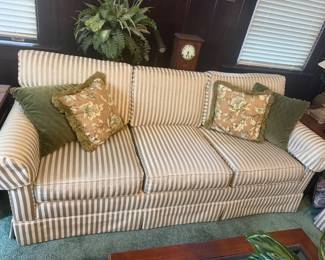 #26 - $250 - Fine Designs sofa green stripes 83x30xx31