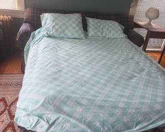 #42 - $200 - Plaid sofa bed full size hideaway bed 77x30x28 with mattress