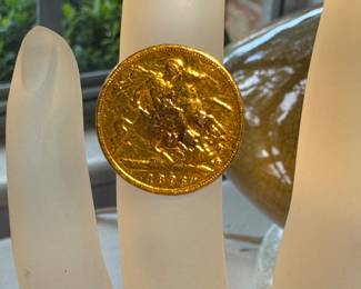 #6 - $318 14kt gold tested coin ring - pinkie size 3 3/4