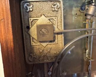 1920's German clock oak with columns - winder in office 