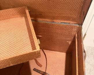 #54 - $180 - Antique travelling trunk one side handle missing 36x22x26