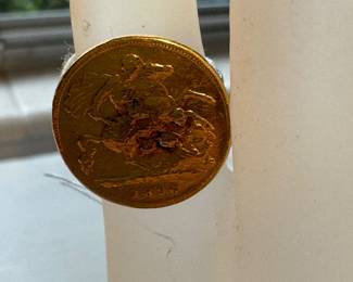 #6 - $318 14kt gold tested coin ring - pinkie size 3 3/4