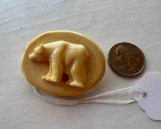 #16 - $80 Antique Ivory style bear pin 2"wide