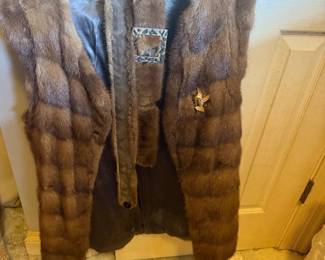 #52 - $200 -Channeled mink long vest with belt