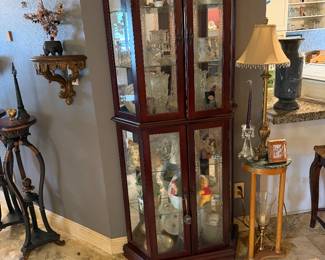 #27 - $120 - Curio cabinet with etched glass doors 31x11x77