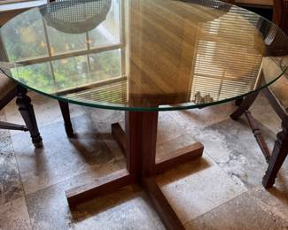 #40 -$50 - kitchen table 36x30 oak with glass top