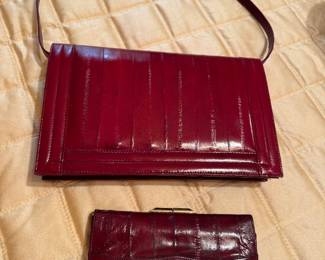 $46 - Eel purse and wallet - like new