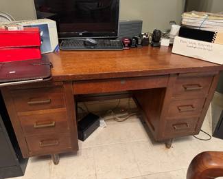 #64 - $240 - MCM desk mahogany 50x26x29