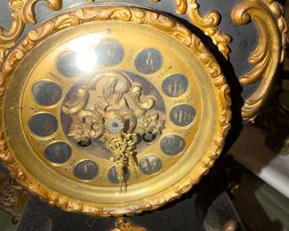 #21 - $220 - Clock ebony & bronze 10x6x19 unsigned