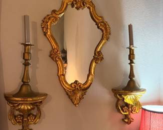#14 - $80 -Venitian gilded mirror 26x14 with two brackets
