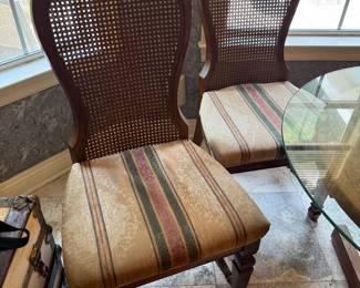 #41 - $300 - four chairs & 2 arms made in Highpoint NC caned back chairs 18x21x44 to the top back chair