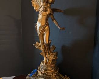 #1 - $340 - Art Nouveau figural spelter clock 17x7x29