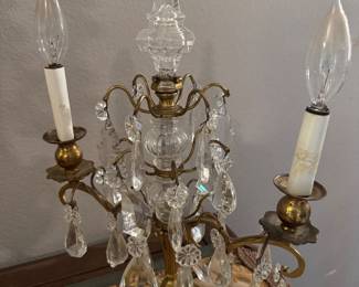 $300 - Pair of mid 20th century girondoles brass with crystal
