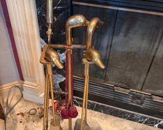 #30 - $80 - Unusual Brass fire tools duck design 7x4x37