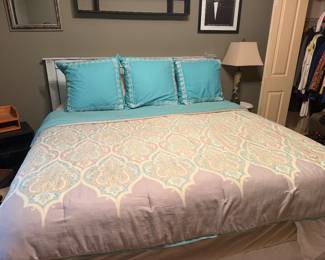 #61 - $360 -King size bed shabby chic greyish headboard & frame with mattress included