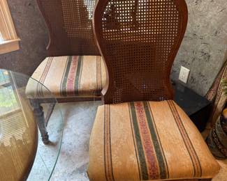 #41 - $300 - four chairs & 2 arms made in Highpoint NC caned back chairs 18x21x44 to the top back chair