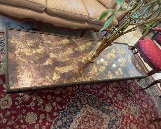 #4 - $190 -Distressed mirror coffee table with spinth base 60x21x17