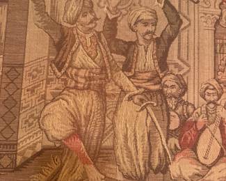 #46 - $80 -Tapestry of Tunisian dancers framed 26x26