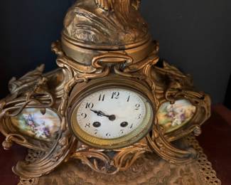 #1 - $340 - Art Nouveau figural spelter clock 17x7x29