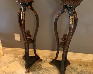 #23 - $96 each - Two available plant stand painted polychrome with floral 6x38