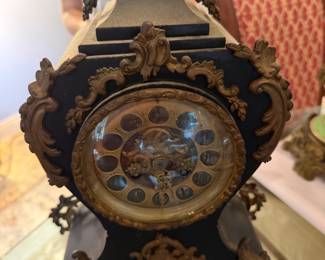 #21 - $220 - Clock ebony & bronze 10x6x19 unsigned