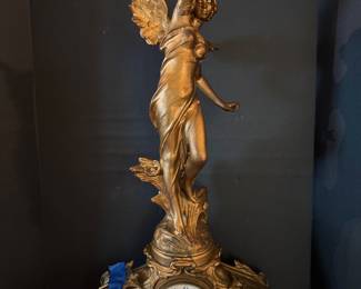 #1 - $340 - Art Nouveau figural spelter clock 17x7x29