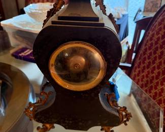 #21 - $220 - Clock ebony & bronze 10x6x19 unsigned