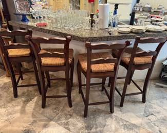 #28 - $220 - Set of 4 counter stools rush seat 17x18x26"seat height x38 back
