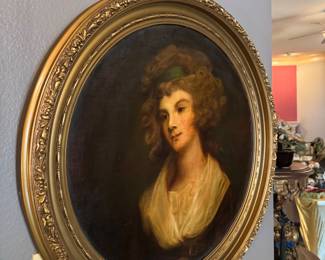 $250 - 19th century lady portrait in round frame. restored.