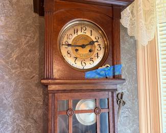 #39 - $150 - Art Deco German regulator clock 13x7x30 As is