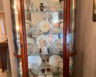 #10 - $360 - Curio cabinet mahogany rounded front 46x14x81