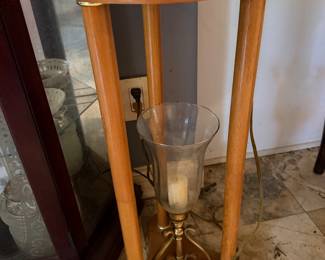 #24C - $64 each - federal style plant stand with round marble top green marble 12x27