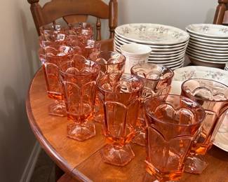 PEACH/PINK FOOTED TUMBLERS, SET OF 12