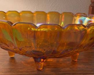 1910-1925 CARNIVAL GLASS FOOTED CONSOLE BOWL