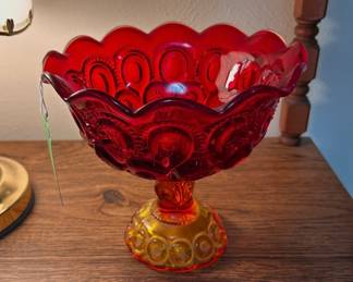 L.E. SMITH AMBERINA "SUN AND MOON" COMPOTE