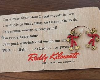 1949 REDDY KILLOWATT SCREW BACK EARRINGS 