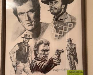 FRAMED CLINT EASTWOOD MONTAGE SIGNED BY ARTIST