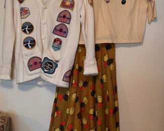 SO COOL!! VINTAGE BOWLING SWEATER, BLOUSE, SKIRT