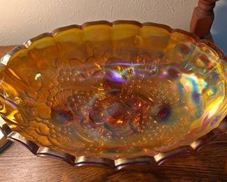 IMPERIAL GLASS OVAL MARIGOLD CONSOLE BOWL, STUNNING
