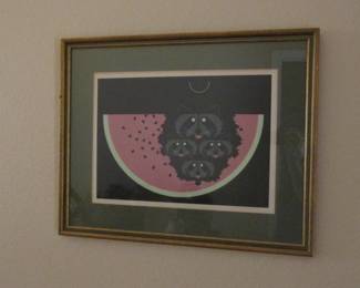 "Watermelon Moon" Signed Limited Edition Framed Serigraph Print by Charley Harper