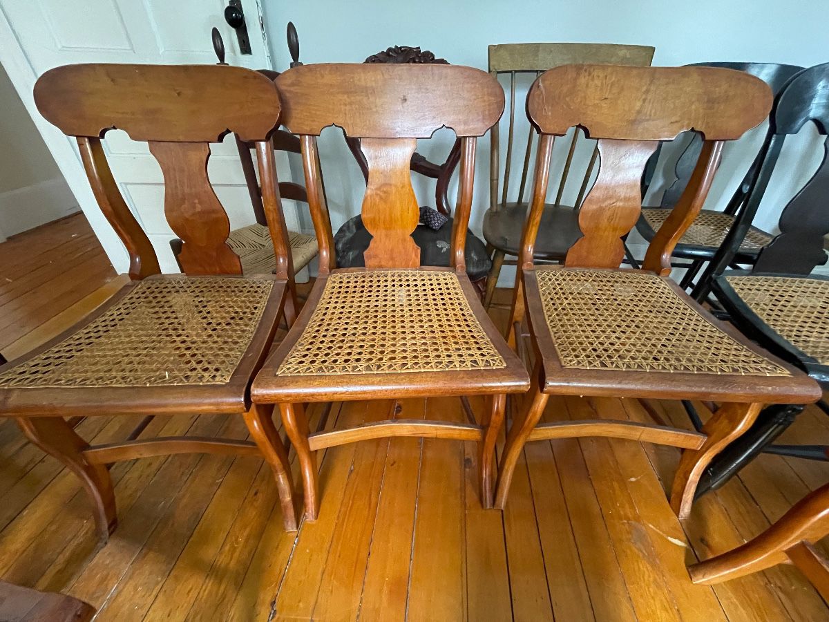 Antique fiddleback chairs 