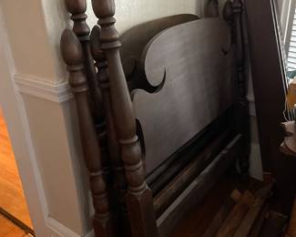 Pair of cannonball finial twin beds