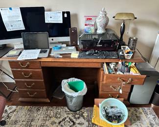 desk, printer, computers, office supplies, heavy duty paper shredder