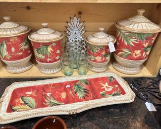 ceramic cannisters with matching serving piece