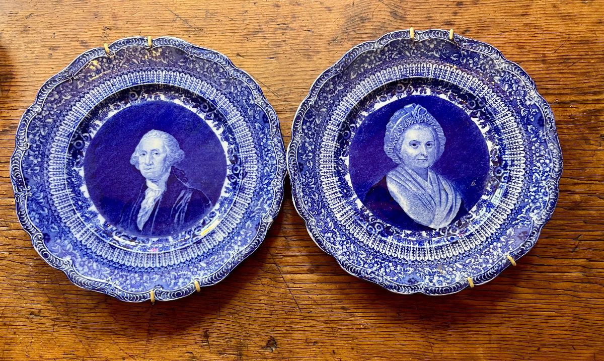 $195~ Pair of Ridgway Flow Blue Plates