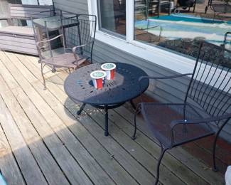 Woodard, patio, storage bench, coffee table